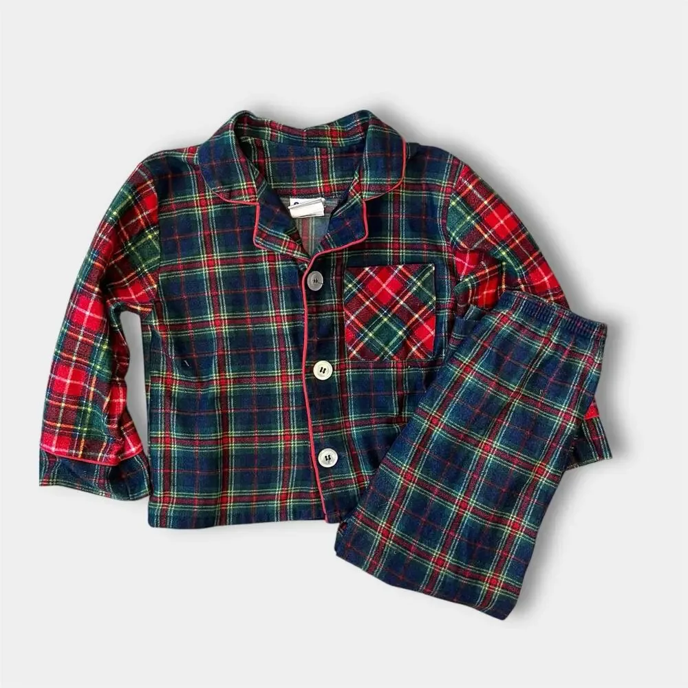Vintage OshKosh B'gosh Patchwork Plaid Flannel Pajama Set 6